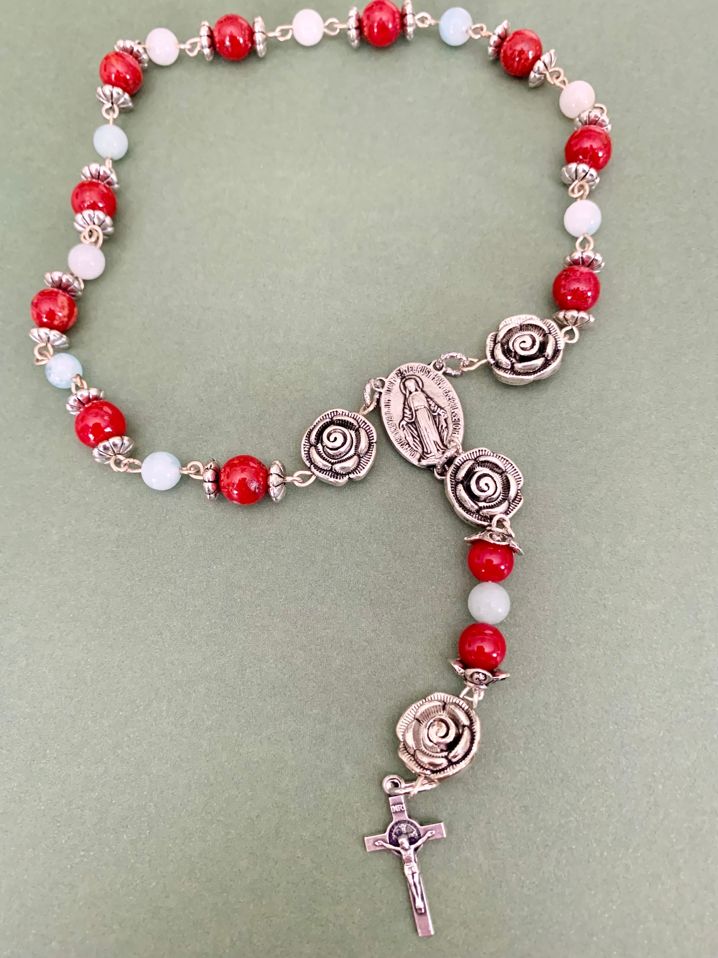 Mini-Rosary Agata Stones Blue/Red