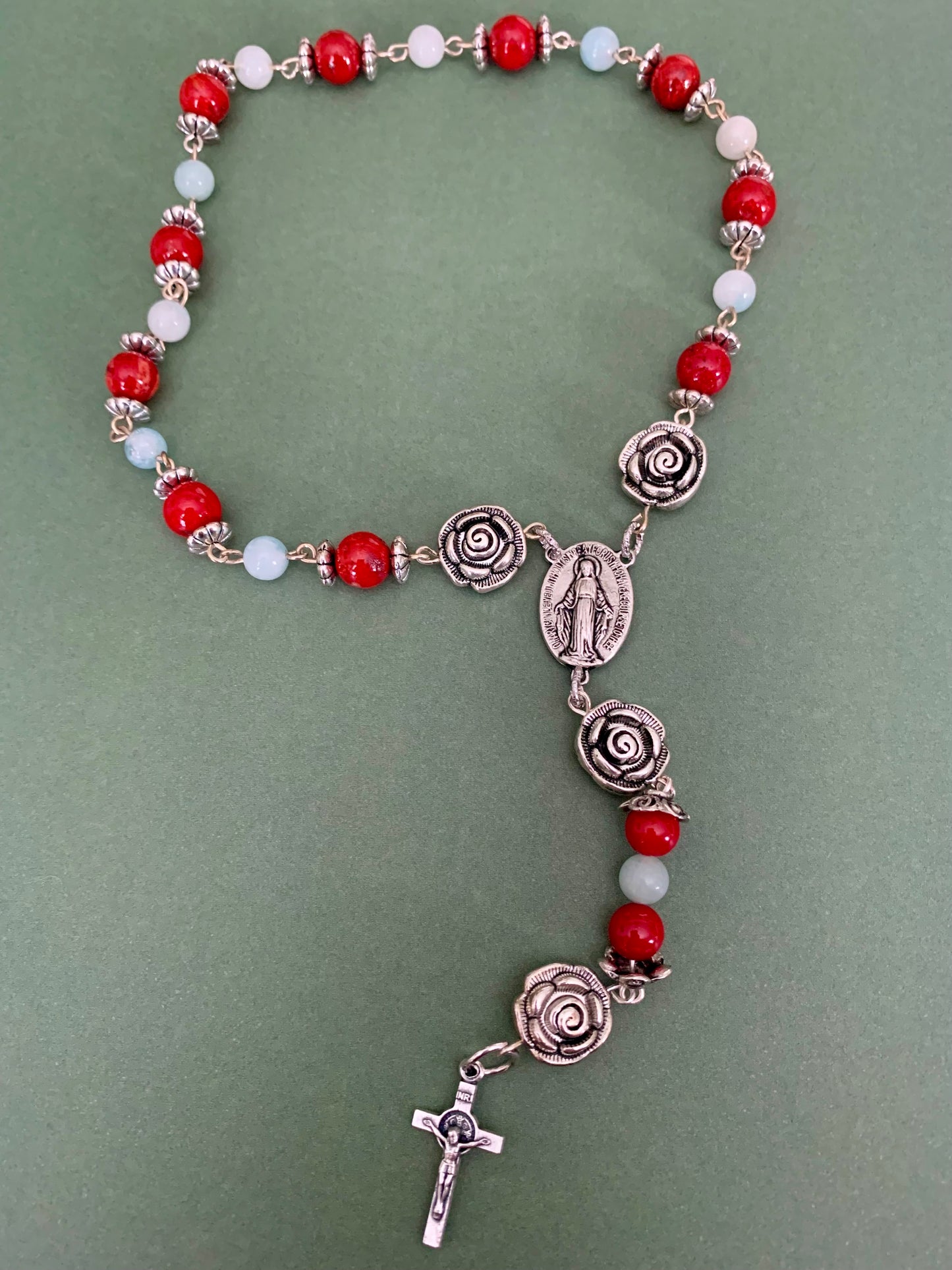 Mini-Rosary Agata Stones Blue/Red