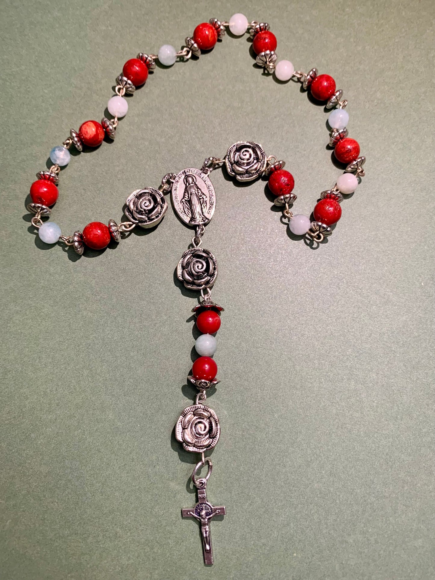 Mini-Rosary Agata Stones Blue/Red